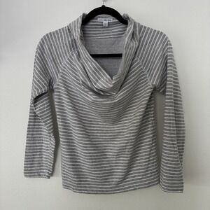 JAMES PERSE Striped Funnel Neck Pullover Top Womens 1 Small Gray White Boat Neck